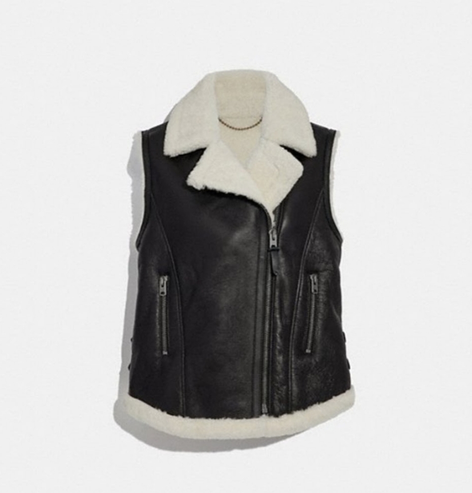 💜 NWoT COACH 💜 authentic leather shearling vest